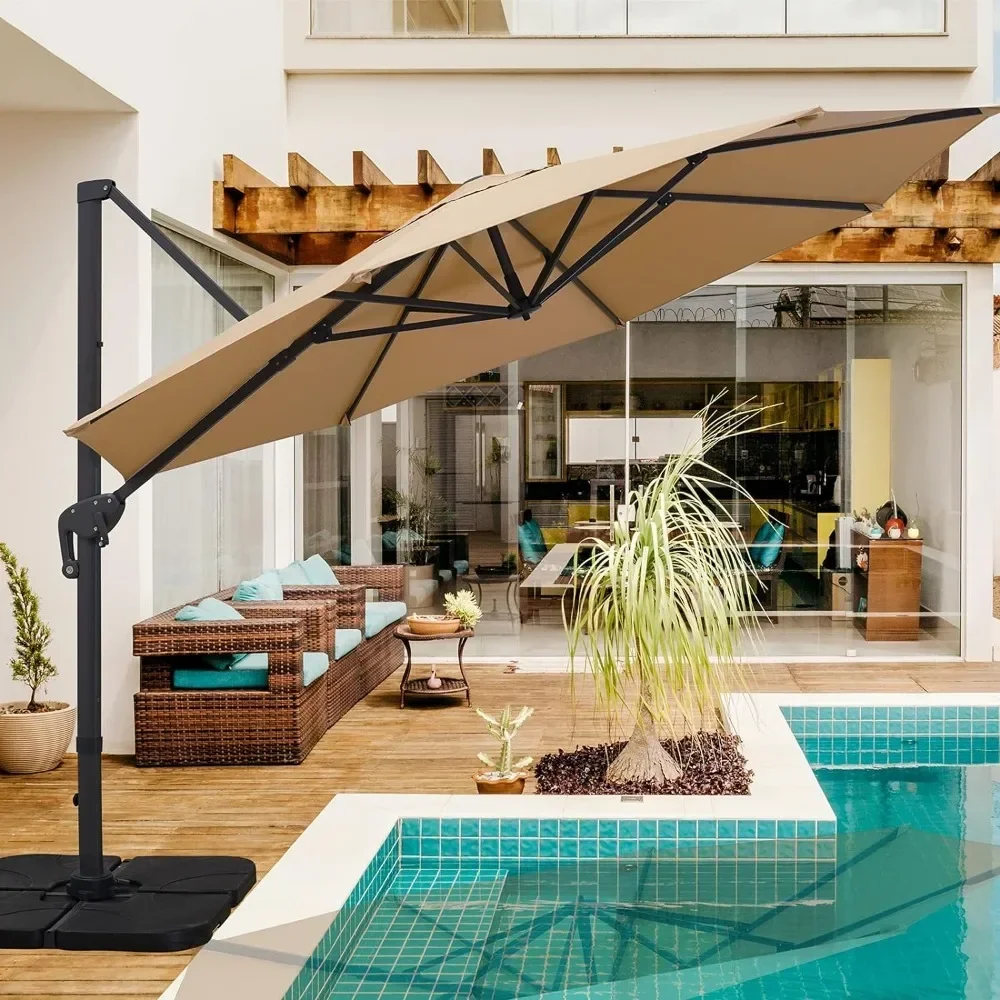 11FT Patio Hanging Umbrella 360°Rotation & Integrated Tilting System Heavy Duty for Market Garden Deck Pool Backyard Patio (Tan)
11FT Patio Hanging Umbrella 360°Rotation & Integrated Tilting System Heavy Duty for Market Garden Deck Pool Backyard Patio (Tan)