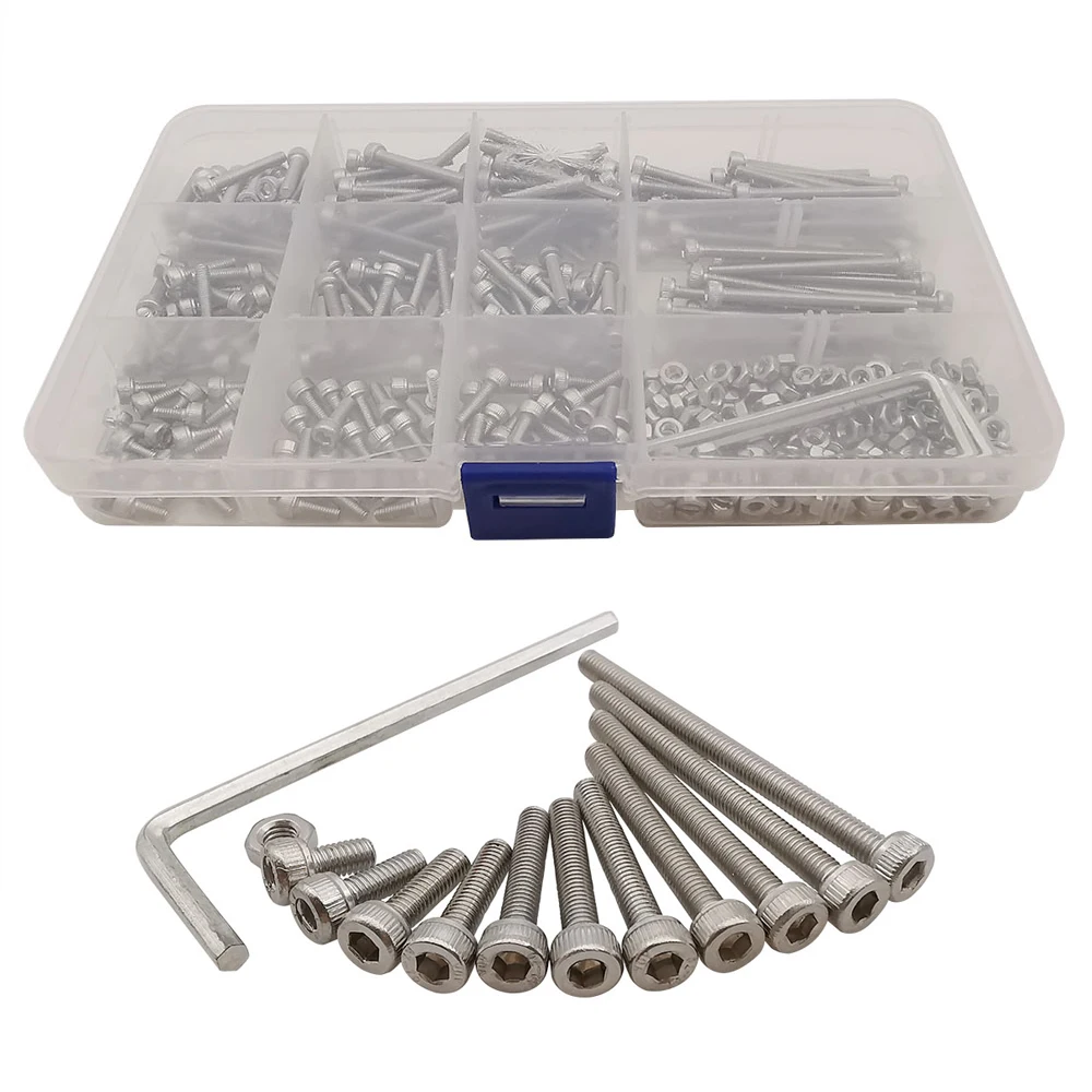 440Pcs M3 304 Stainless Steel Hex Socke Screw Nuts Round Flat Cap Head Allen Bolt Assortment Kit
440Pcs M3 304 Stainless Steel Hex Socke Screw Nuts Round Flat Cap Head Allen Bolt Assortment Kit
