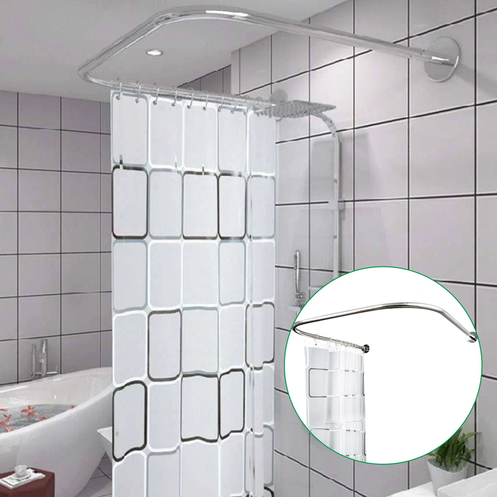 Stainless Steel Shower Curtain Rod U-Shaped Adjustable Curved Flexible Ideal For Small Bathrooms And Bathtubs
Stainless Steel Shower Curtain Rod U-Shaped Adjustable Curved Flexible Ideal For Small Bathrooms And Bathtubs