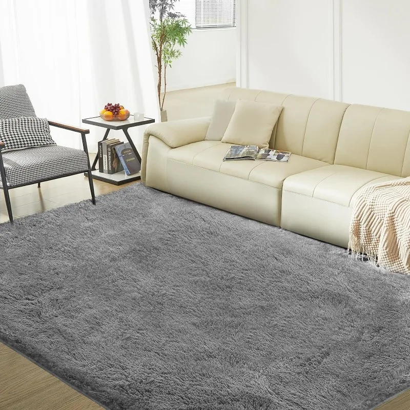 

Ultra Soft Rug for Living Room, 5X8 Ft Grey Fluffy Shag Area Rug for Bedroom, Modern Shaggy Carpets Fuzzy Rug for Kids Boys