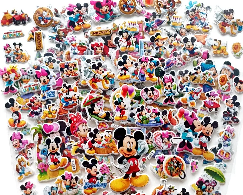 

NEW 12 Sheets/Lot Cartoon Mickey Minnie Mouse Anime Home Decals 3D Vinyl Wall Stickers For Kids Bedrooms Decoration