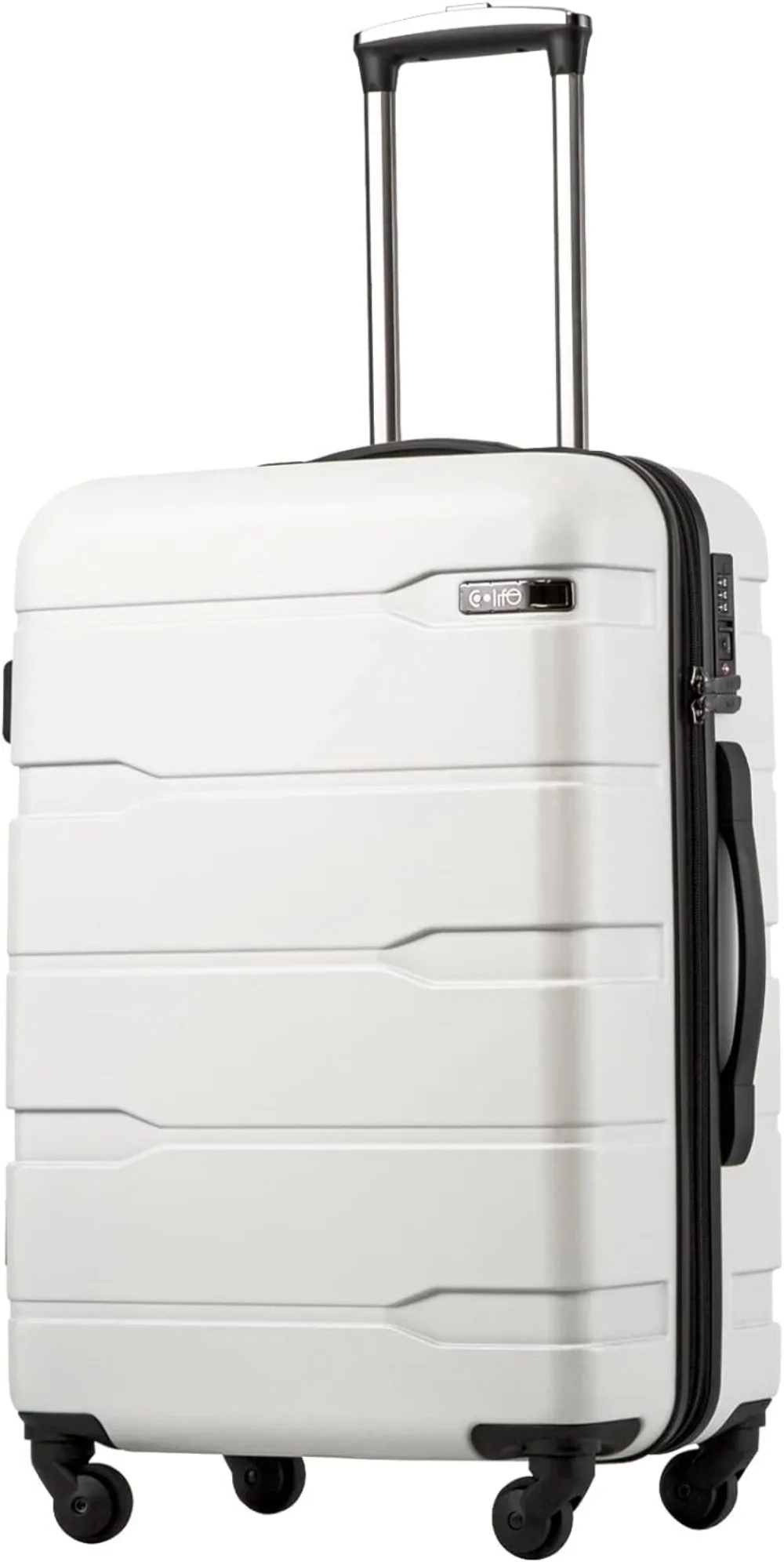 

Coolife Luggage Expandable(only 28") Suitcase PC+ABS Spinner Built-In TSA lock 20in 24in 28in Carry on (white, S(20in_carry on))