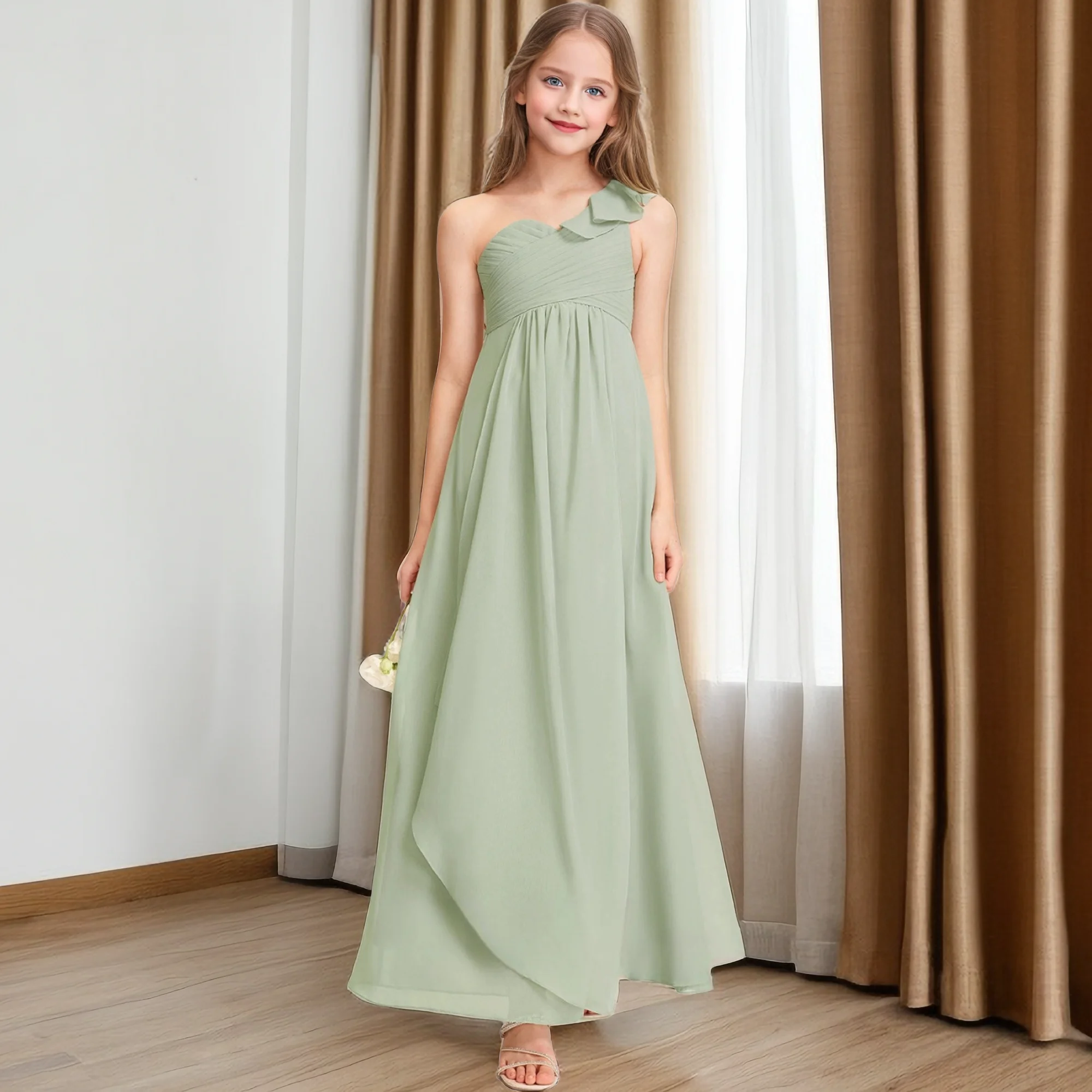 

A-Line Chiffon Junior Bridesmaid Dress For Children Wedding Ceremony Pageant Birthday Evening Party Prom Night Ball Gown Banquet