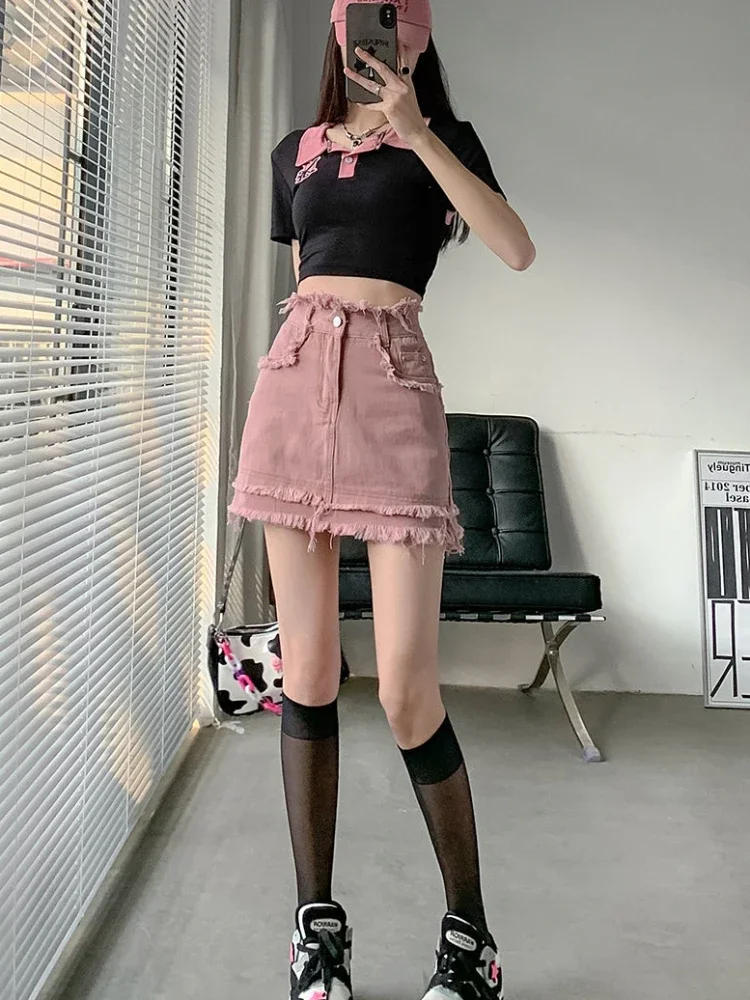 Pink Female Jeans Skirts Short with Pocket Mini Zipper Midi Women's Denim Skirt High Waist Casual Offer Free Shipping Harajuku V
Pink Female Jeans Skirts Short with Pocket Mini Zipper Midi Women's Denim Skirt High Waist Casual Offer Free Shipping Harajuku V