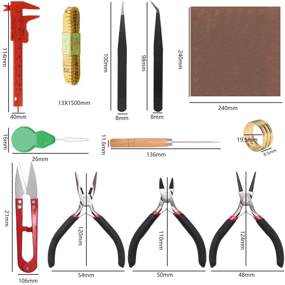 Jewelry Making Tools Wire Cutter Round Nose Pliers Nipper Pliers Scissor Vernier Tape Measure Bending/Straight Tweezers Awl
Jewelry Making Tools Wire Cutter Round Nose Pliers Nipper Pliers Scissor Vernier Tape Measure Bending/Straight Tweezers Awl