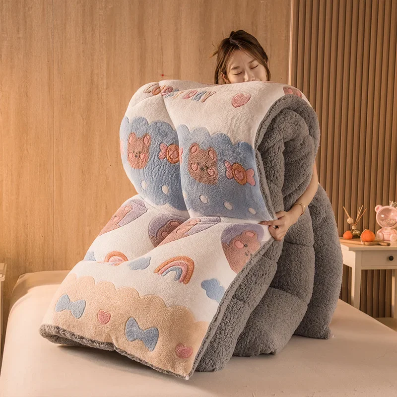 Double Duvet Velvet Quilt Very Warm Winter Duvet Lamb Cashmere Wool Quilt Thicken Blanket Comforters Core for Double Bed 220x240
Double Duvet Velvet Quilt Very Warm Winter Duvet Lamb Cashmere Wool Quilt Thicken Blanket Comforters Core for Double Bed 220x240