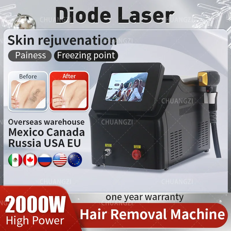 

2024 New Arrival 808nm Diode Laser Hair Removal Machine Permanent Painless Hair Removal With Skin whiting Laser Epilator