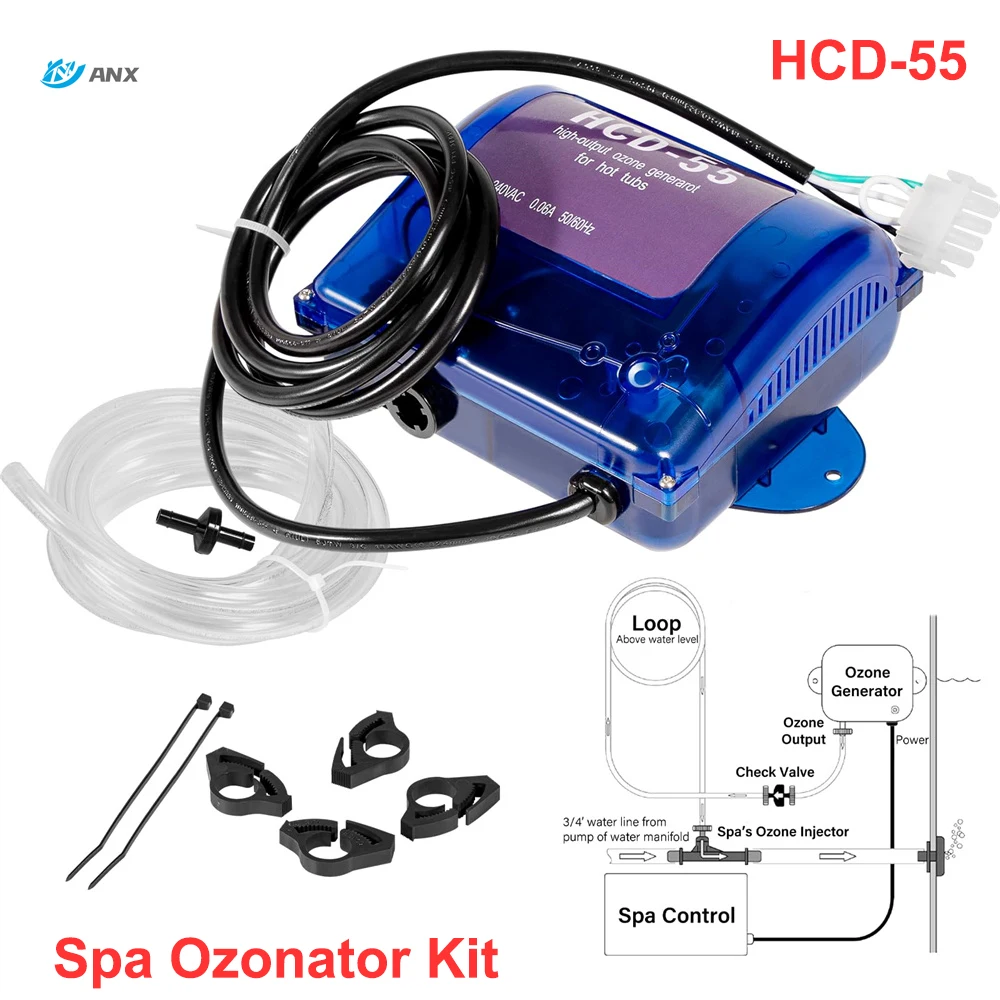 

HCD-55 Spa Ozonator Kit: Hi-Output Ozone Generator Replacement for Clarathon for Hot Tubs & Swim Spas - Universal: 120V / 240V