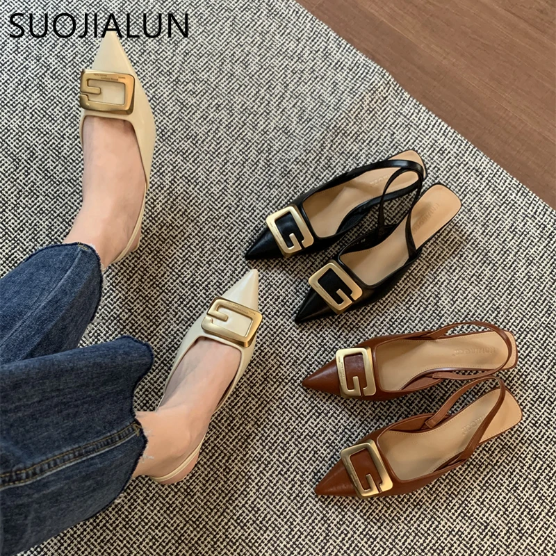 SUOJIALUN 2023 Autumn Women Sandal Fashion Gold Buckle Ladies Slip On Mules Shoes Pointed Toe Thin Med Heel Slingback Shoes
SUOJIALUN 2023 Autumn Women Sandal Fashion Gold Buckle Ladies Slip On Mules Shoes Pointed Toe Thin Med Heel Slingback Shoes