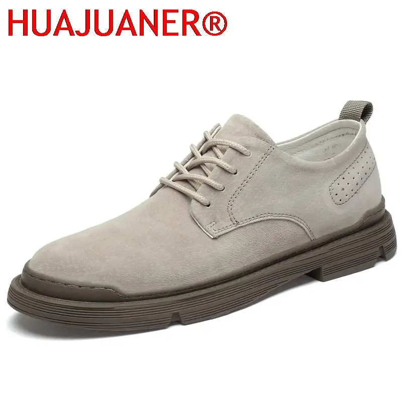 

Mens Shoes Suede Casual Natural Leather Men Handmade Comfy Outdoor Shoes Brand Fashion Slip On Flat Shoes Khaki Zapatos Hombre
