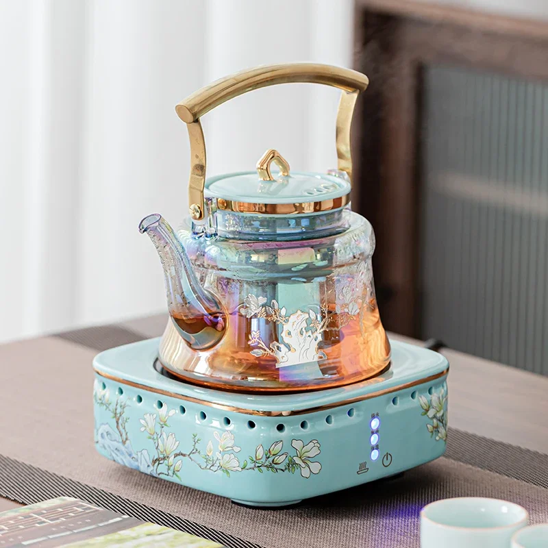 

Чайник паровой Электрический Керамический с подъемной ручкой, маленький бытовой набор для кипячения воды, чайник для белого чая, чайный сервиз