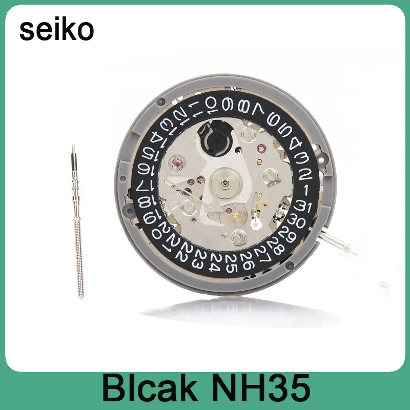 

Совершенно новый японский оригинальный одиночный календарь NH35A на 3 часа черный механизм Seiko полностью автоматический механический механизм