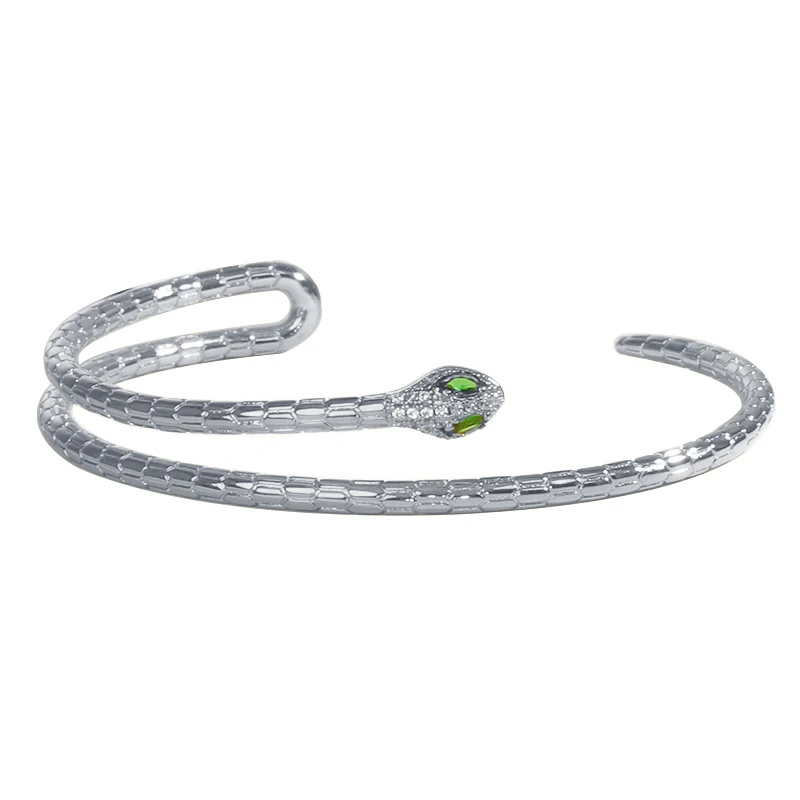 

Designer Bangles Snake Head Glossy Open Bracelet With Diamonds Fashion Luxury Custom Jewelry Punk Wedding Friendship Bangle