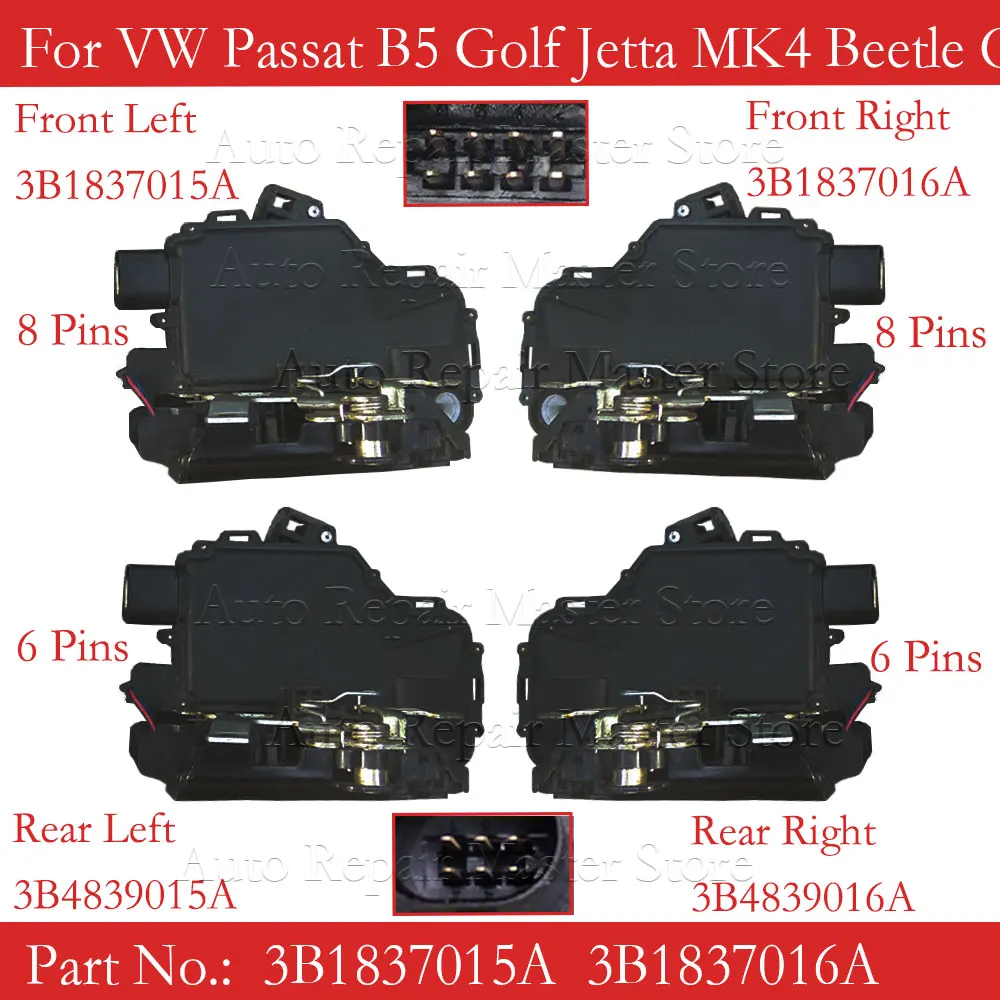 

Приводы защелки дверного замка 3B1837015A 3B1837016A 3B4839015A 3B4839016A для Passat B5 Golf MK4, передние, задние, левые, правые