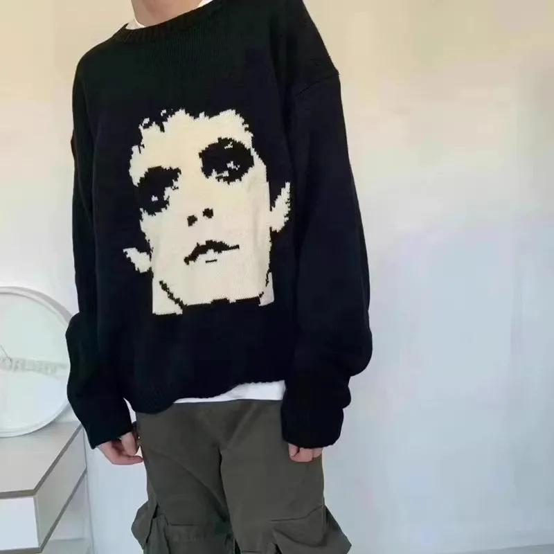 ERD Melancholy Rich Second Generation Portrait Sweater REED Print Wool Sweater Os Version Of High Street Knitwear Men's Clothing
ERD Melancholy Rich Second Generation Portrait Sweater REED Print Wool Sweater Os Version Of High Street Knitwear Men's Clothing