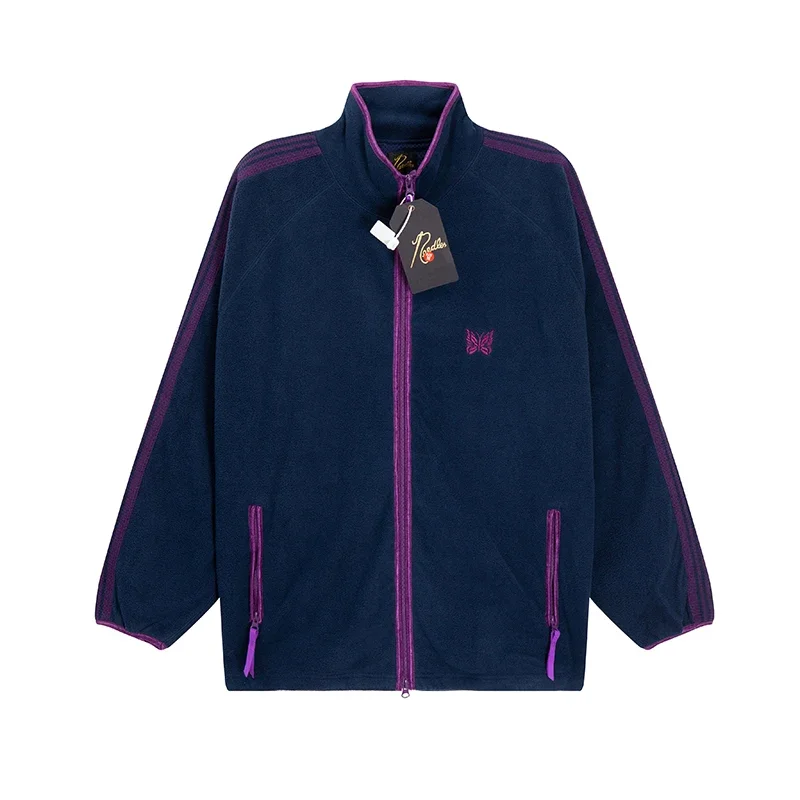 NEEDLES Cotton Fleece Jacket Butterfly Embroidery Webbing Track Stripe Zipper Coat Men Women Oversize Stand Collar Long Sleeve
NEEDLES Cotton Fleece Jacket Butterfly Embroidery Webbing Track Stripe Zipper Coat Men Women Oversize Stand Collar Long Sleeve