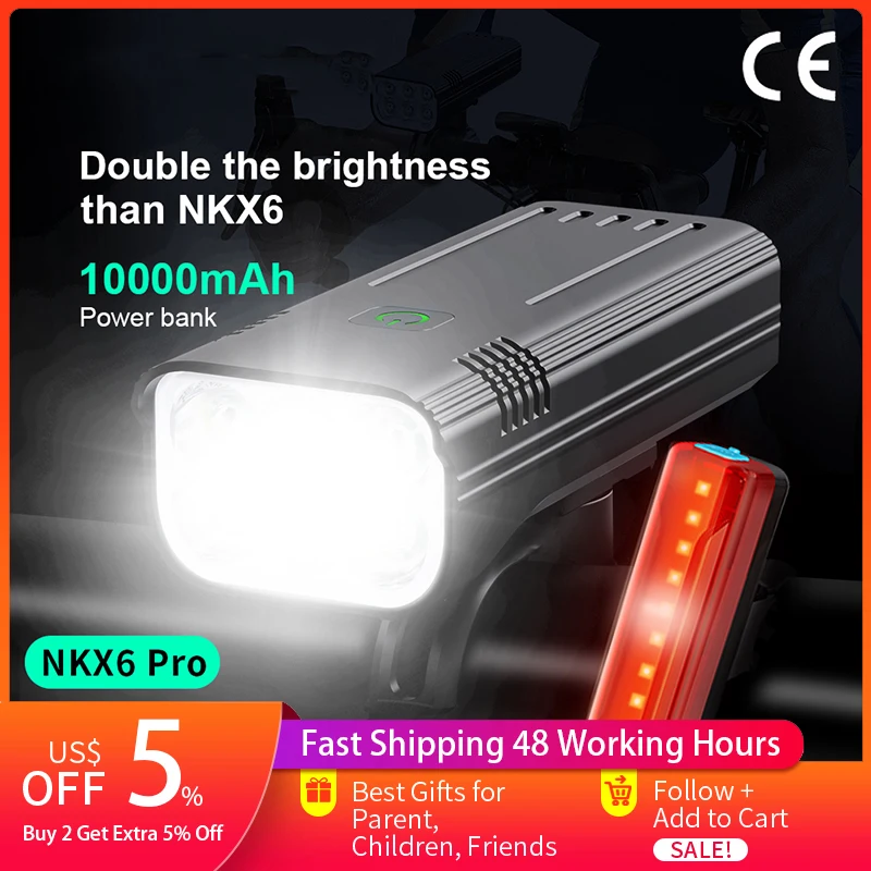 10000mAh Front Bike Light NKX6 Pro Bicycle Light USB Rechargeable Powerful Flashlight MTB Lantern LED Headlight Rear Light
10000mAh Front Bike Light NKX6 Pro Bicycle Light USB Rechargeable Powerful Flashlight MTB Lantern LED Headlight Rear Light