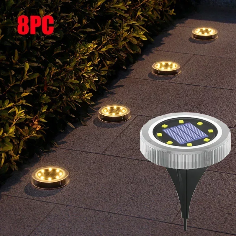 

Solar Powered Ground Lights IP65 Waterproof Outdoor LED Disk Lights for Garden Non-Slip Landscape Path Lighting for Patio Lawn