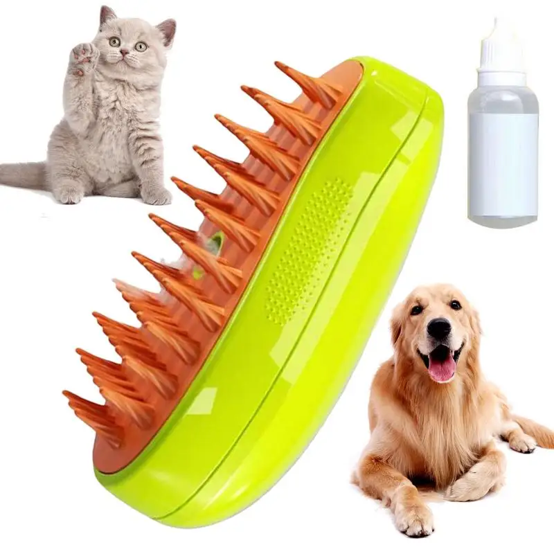 

Steamy Dog Brush Electric Spray Cat Hair Brush 3 In1 Dog Steamer Brush For Massage Pet Grooming Removing Tangled and Loose Hair