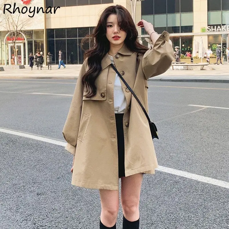 

Trench Women Solid Simple Charming Vintage All-match Autumn Creativity Special Korean Style Attractive Basics Sweet Daily New