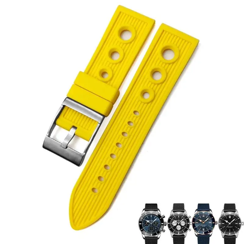 

HAODEE 22mm 24mm Nature Rubber Watch Band Fit for Breitling Superocean Avenger Heritage Braided RubberWatch Strap Braceles
