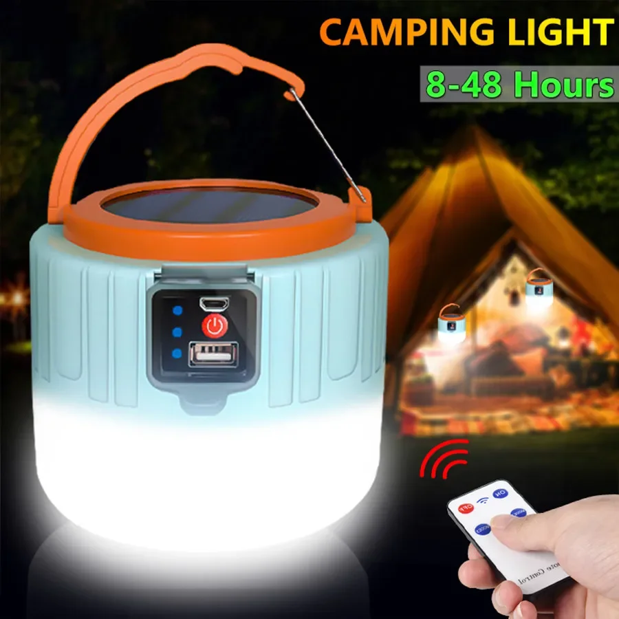

USB Rechargeable LED Solar Camping Light Portable Lanterns 3 Mode Emergency Night Light Outdoor Tent Lamp for BBQ Fishing Hiking