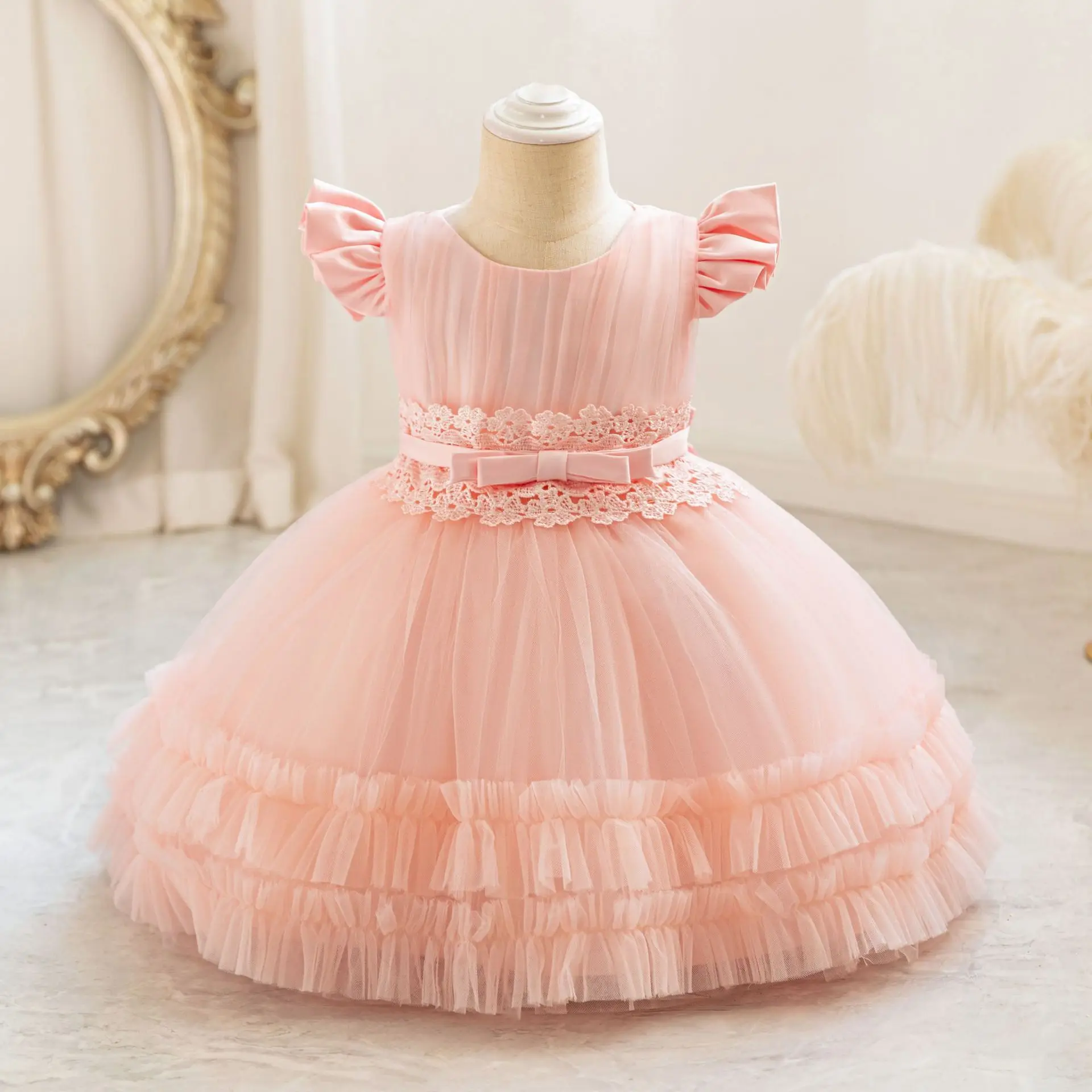 Baby Little Girls Flutter Sleeves Lace Flower Girl Birthday Party Pageant Formal Dress TT096
Baby Little Girls Flutter Sleeves Lace Flower Girl Birthday Party Pageant Formal Dress TT096