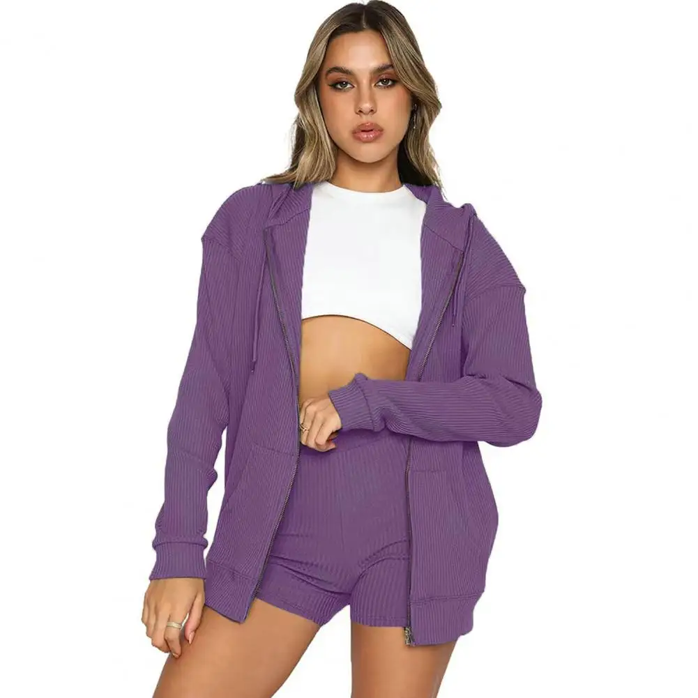 2Pcs/Set Women Hoodie Cardigan Shorts Solid Color Zipper Sweatshirt Coat Autumn Winter Loose Knitting Two Piece Set Streetwear
2Pcs/Set Women Hoodie Cardigan Shorts Solid Color Zipper Sweatshirt Coat Autumn Winter Loose Knitting Two Piece Set Streetwear
