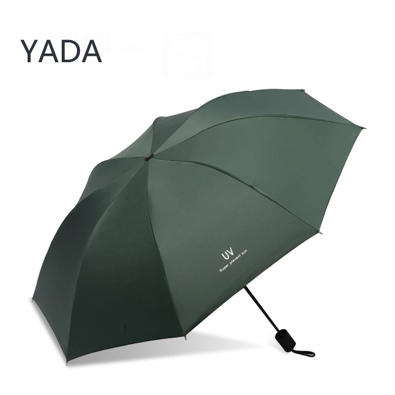 

YADA Fashion 3 Folding Travel Umbrellas Charms Rain And Sun Manual Umbrella For Women Men Black Coating UV Umbrellas YS230031