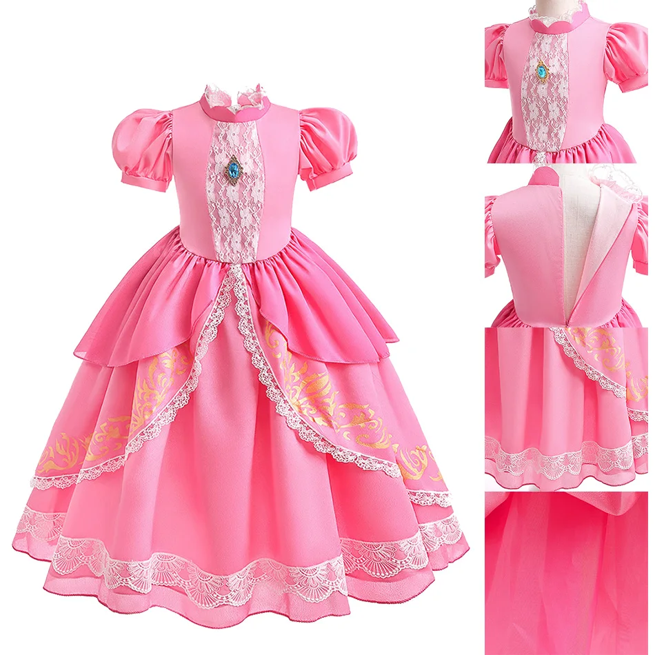 

Персиковый Костюм Детское платье принцессы Персиковое платье для девочек Косплей Детский костюм на Хэллоуин наряд для карнавала необычный костюм на день рождения