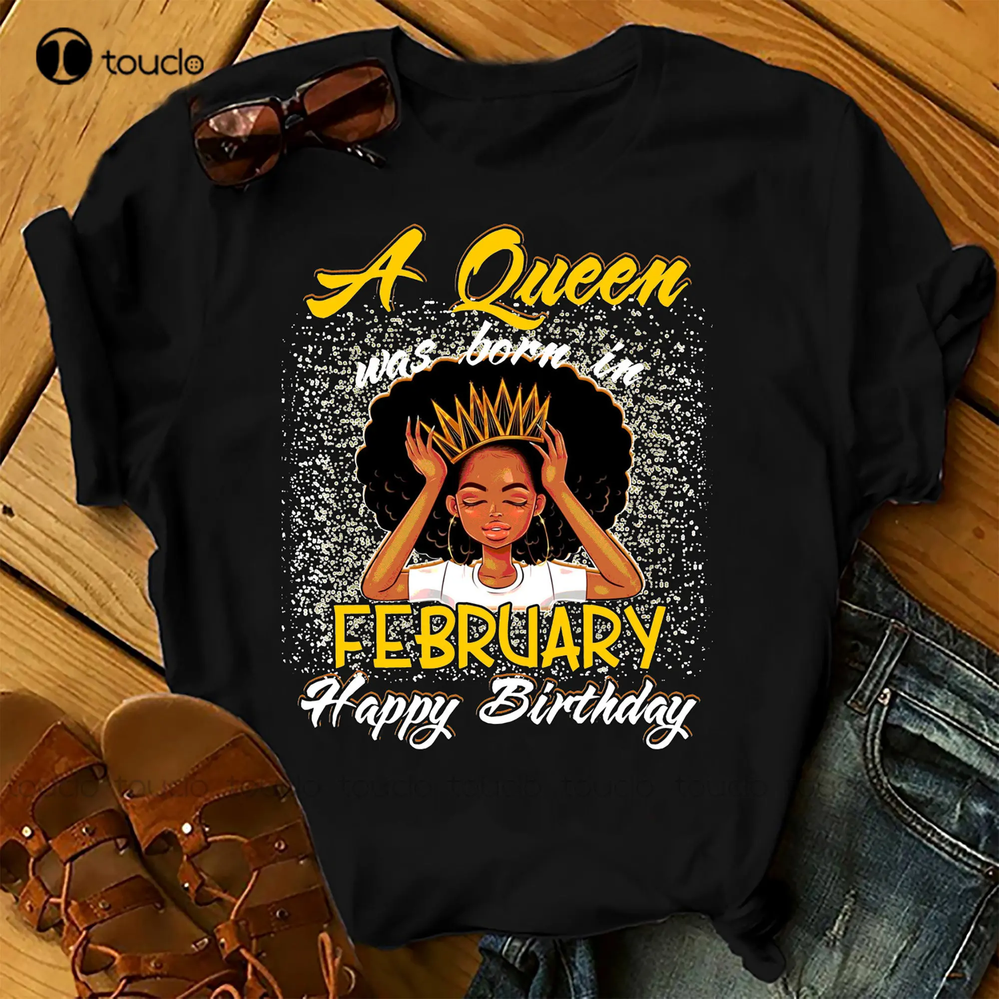 

Женская футболка на день рождения с изображением королевы была родилась в феврале, летние топы, пляжные футболки, рубашки с изображением фильма ужасов, индивидуальный подарок