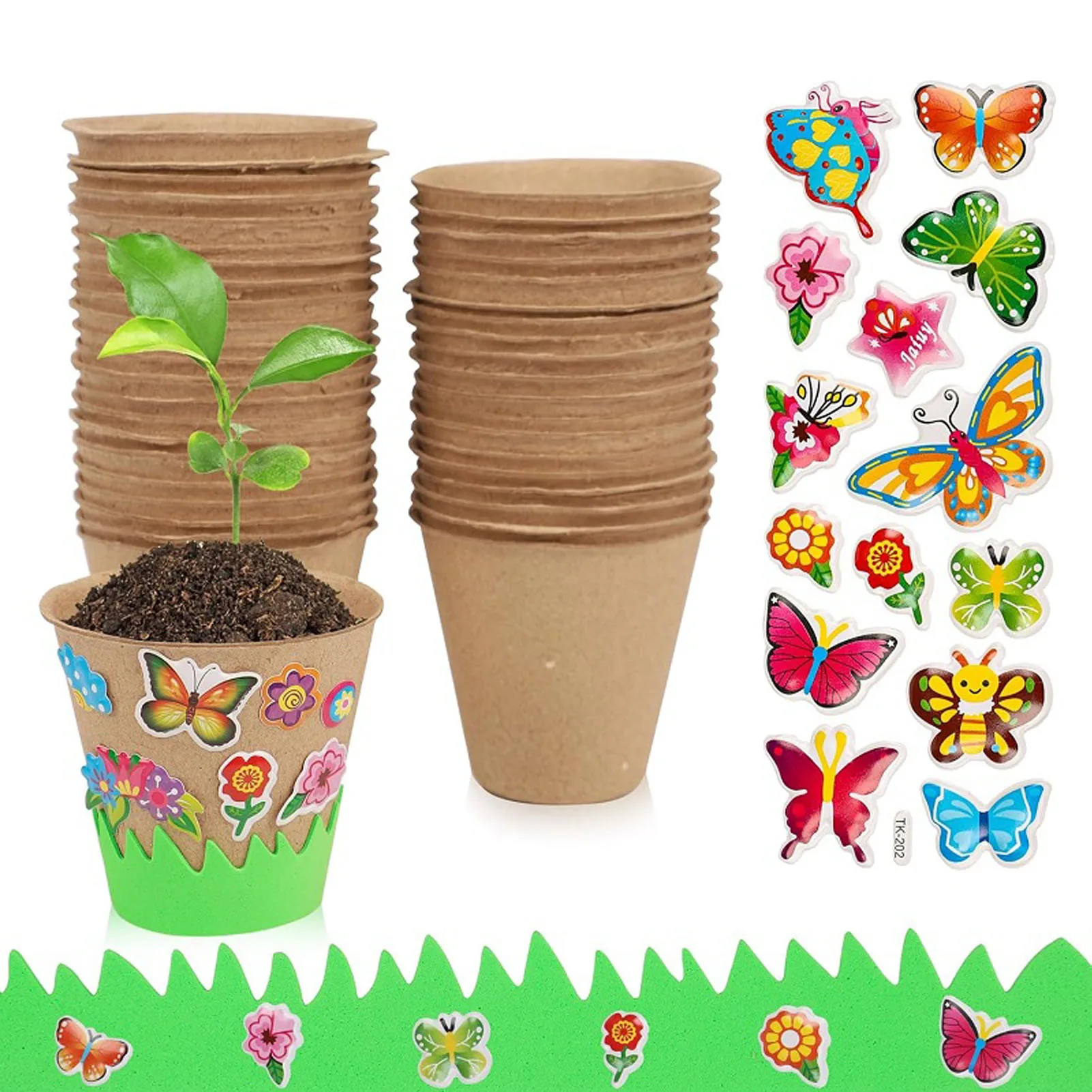 50PCS Garden Pulp Paper Pot DIY with Decorative Stickers Design for Plant Vegetables or Herbs
50PCS Garden Pulp Paper Pot DIY with Decorative Stickers Design for Plant Vegetables or Herbs