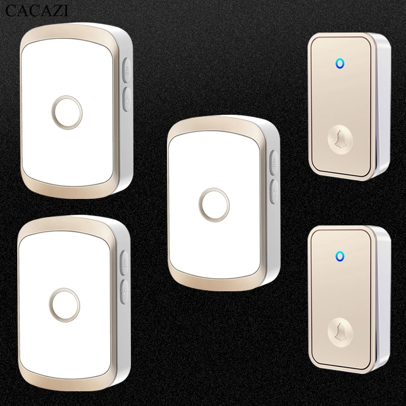 CACAZI Self-powered Outdoor Wireless Doorbell Waterproof Smart Home Door Bell Chime Kit LED Flash Security Alarm (White&Gold)
CACAZI Self-powered Outdoor Wireless Doorbell Waterproof Smart Home Door Bell Chime Kit LED Flash Security Alarm (White&Gold)