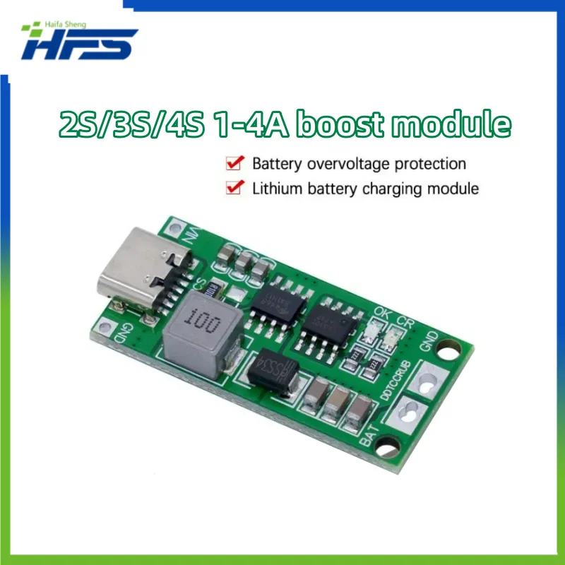 

Multi-Cell Step-Up Boost Li-ion Charger, 18650 Lithium Battery, 2S, 3S, 4S, Type-C to 8.4V, 12.6V, 16.8V, LiPO Polymer