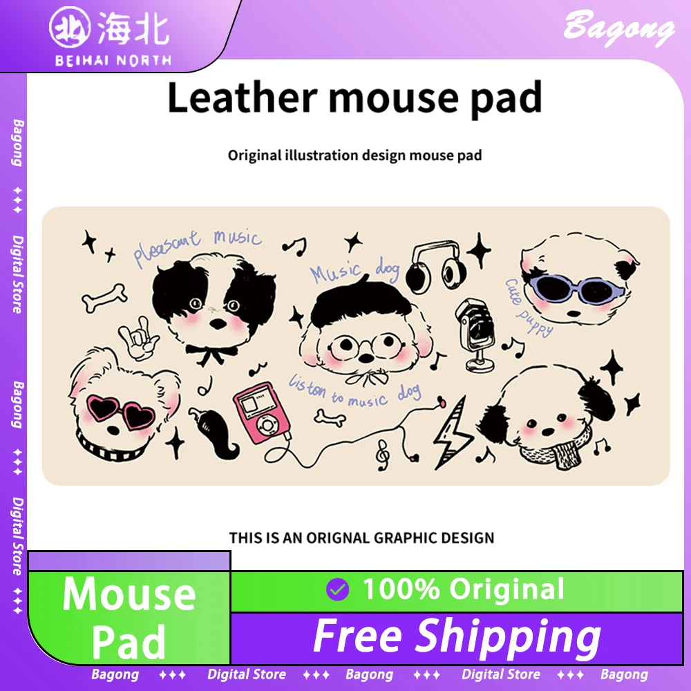 

BEIHAI North Leather Gaming Mouse Pad Cute Catoon Dog Cat Smooth Mousepad Waterproof Desk Mat Pc Gamer Accessories