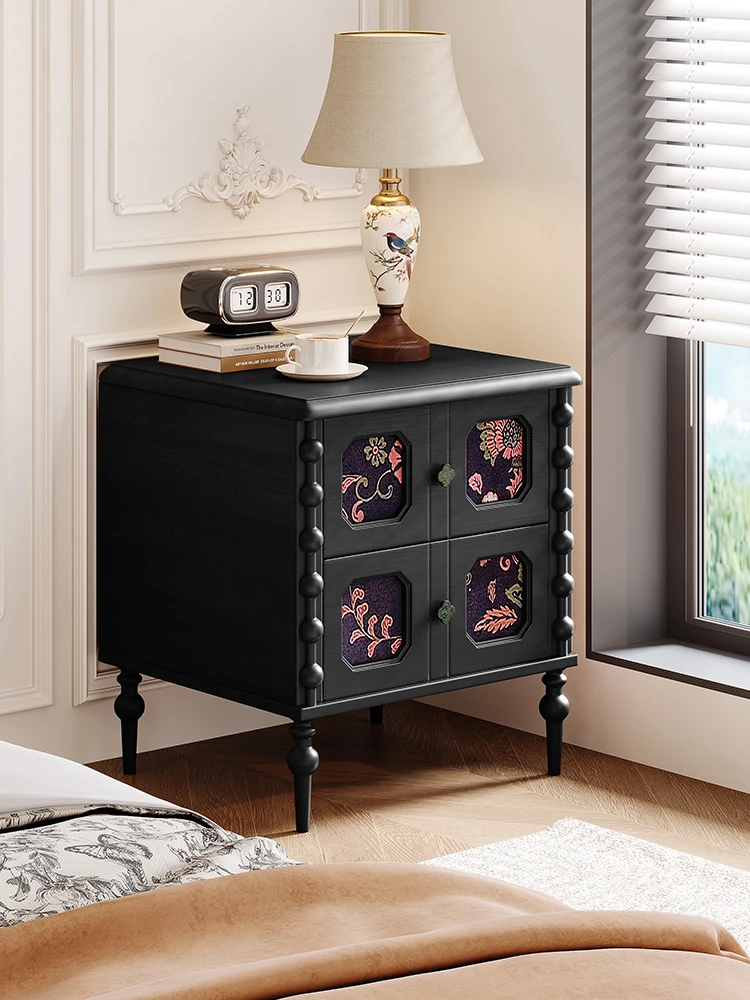 French Bedside Table Black Solid Wood Bedroom Storage Medium Ancient Style American Retro Cabinet
French Bedside Table Black Solid Wood Bedroom Storage Medium Ancient Style American Retro Cabinet