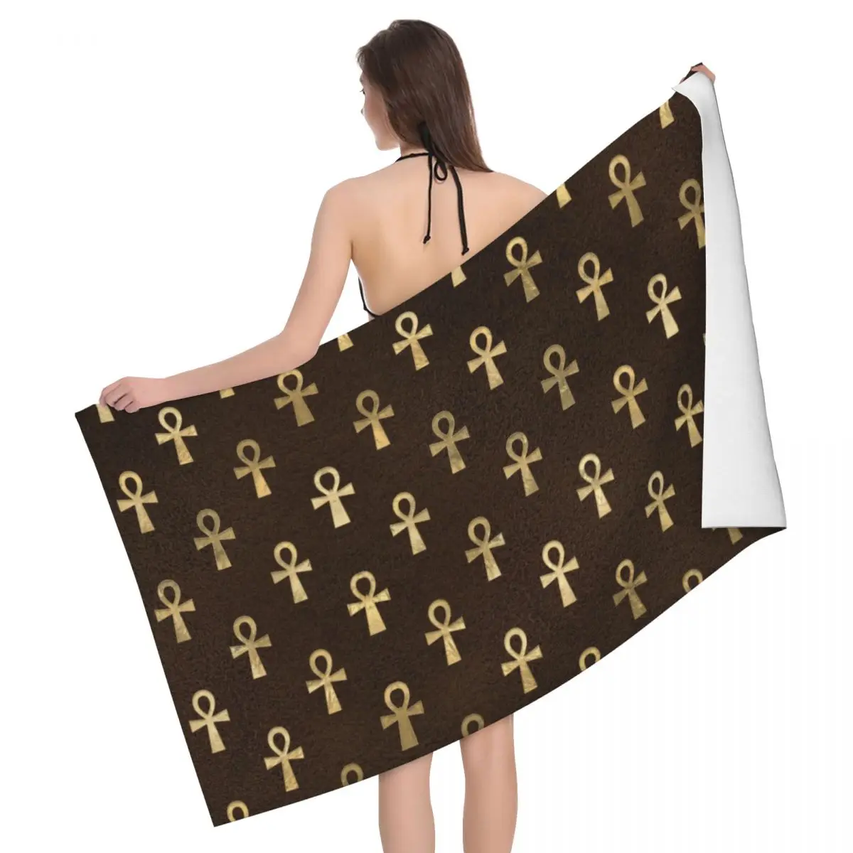 

Египетское пляжное полотенце с рисунком Анкх, быстросохнущее египетское иероглифическое символовое, мягкие льняные полотенца из микрофибры для ванной комнаты и сауны