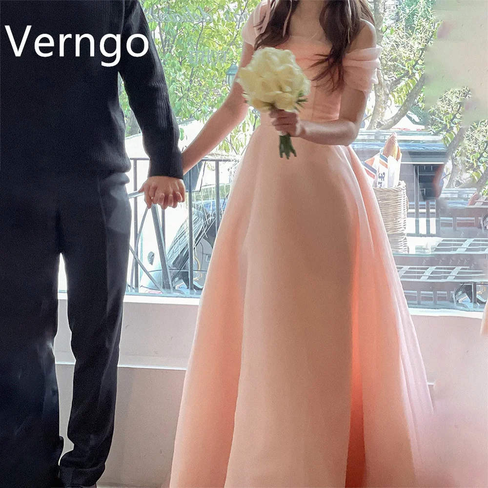 

Verngo Blush Pink Wedding Party Dress For Women Off The Shoulder Simple Formal Dress Korea Photograph A Line Bridal Gowns