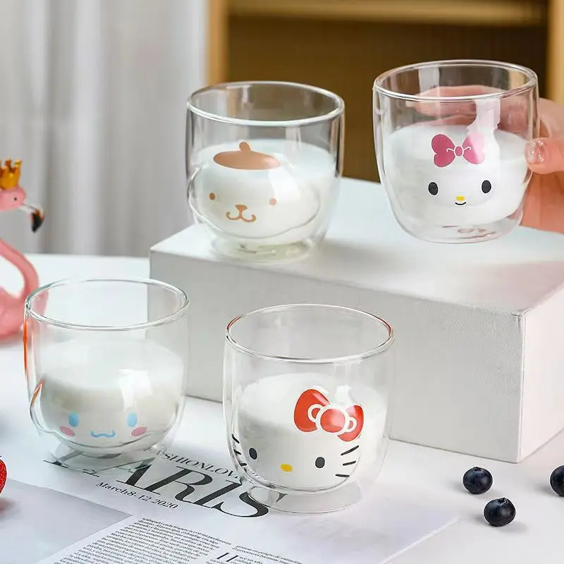 Sanrio Hello Kitty Cinnamoroll Kuromi Glass Cartoon Anime Double Layer Cute Glass Milk Glass High Appearance Level Breakfast Cup
Sanrio Hello Kitty Cinnamoroll Kuromi Glass Cartoon Anime Double Layer Cute Glass Milk Glass High Appearance Level Breakfast Cup