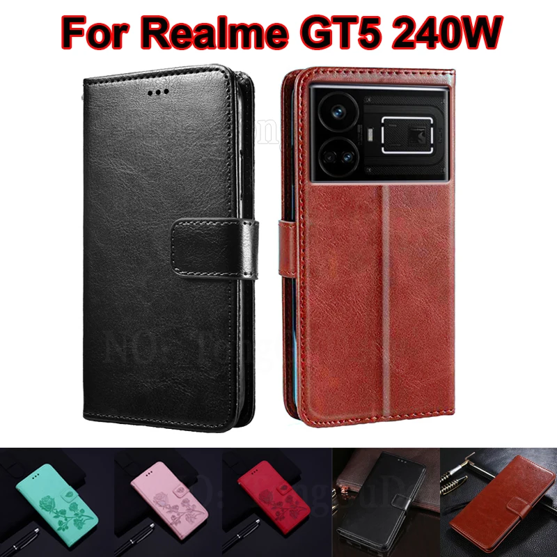 

чехол на Realme GT5 240W Case Wallet Flip Capa Book Phone Shell PU Leather Cover For Funda Realme GT5 GT 5 240W 6.74" Coque Etui