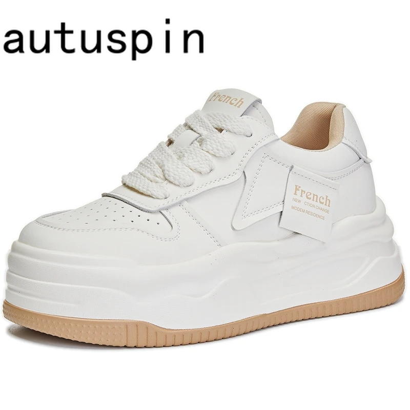 

AUTUSPIN Female Shoes Fashion White Tennis Platform Women Sport Sneaker Genuine Leather Chunky Ladies Sneakers Spring Summer