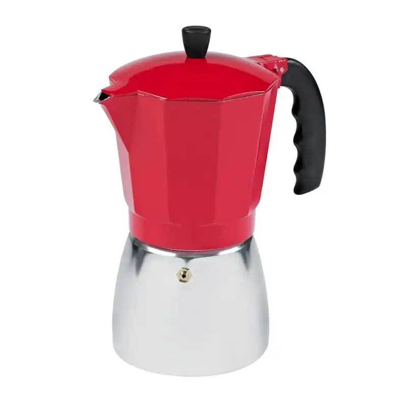 

6 Cup Red Traditional Aluminum Espresso Stovetop Coffeemaker