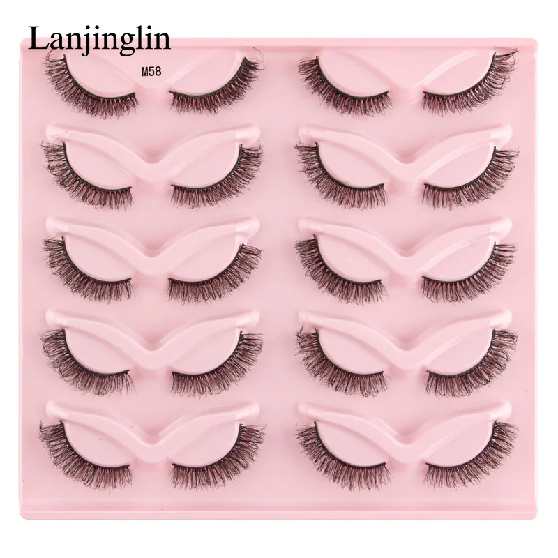Lanjinglin 3/5/10 Pairs Cat Eye Lashes Soft Natural Look False Eyelashes Mink Eyelashes Hot Selling 3D Curly Eyelashes Makeup 24 Sc9cbaed708374c4ca9d09dde91b45c17L