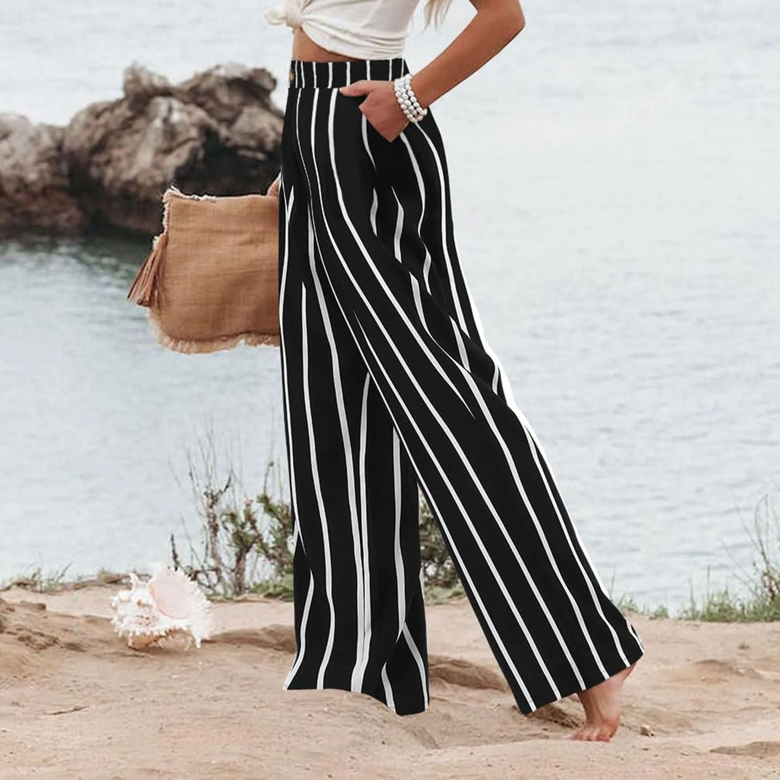 2024 New Fashion Striped Pants For Women Summer Vintage High Waist Pants Casual Y2k Streetwear Loose Wide Leg Pants
2024 New Fashion Striped Pants For Women Summer Vintage High Waist Pants Casual Y2k Streetwear Loose Wide Leg Pants