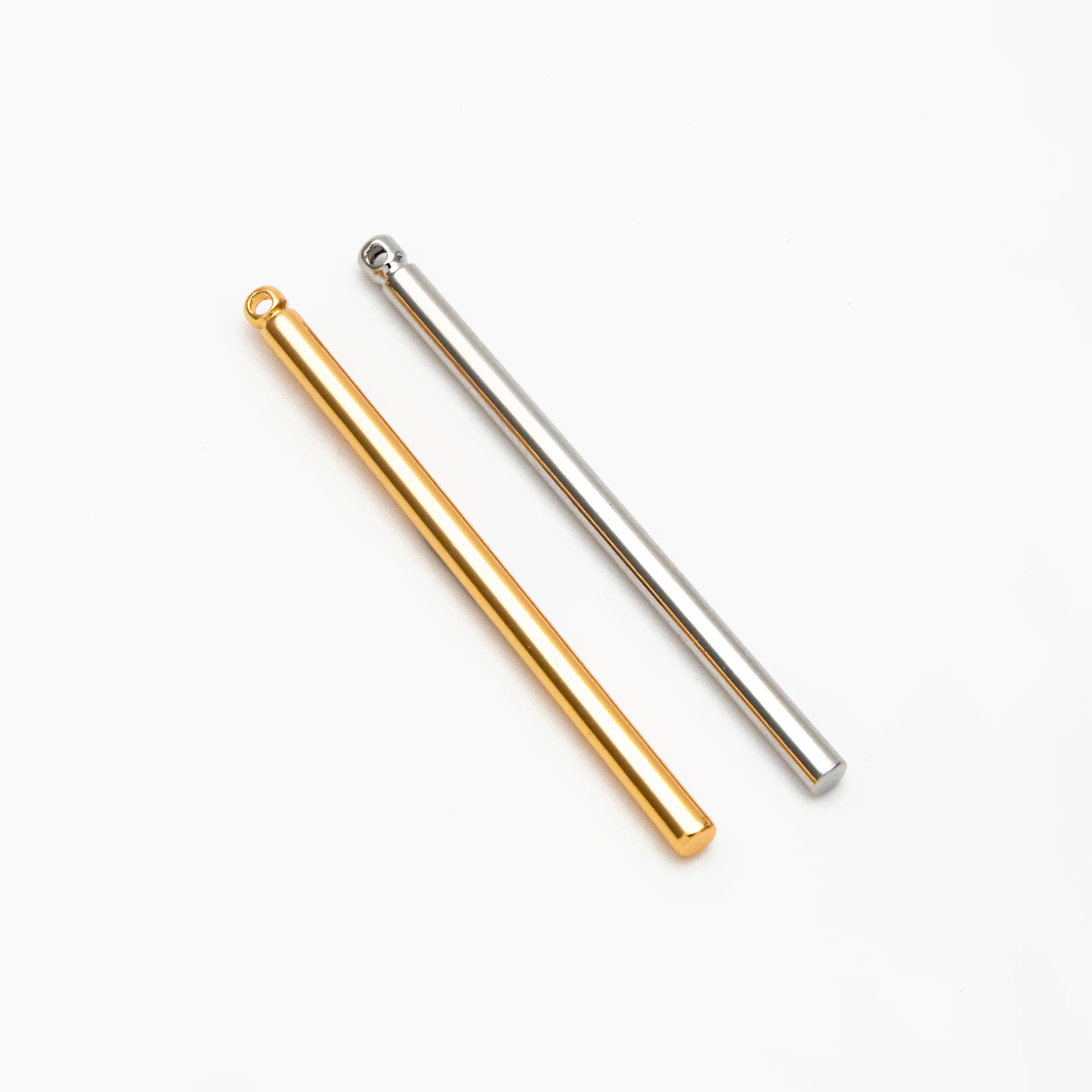 

10pcs Gold/ Silver tone Long Tube Charms 35mm, Gold/ Rhodium Plated Brass Stick Bar Pendants, Lead Nickel Free (GB-080)