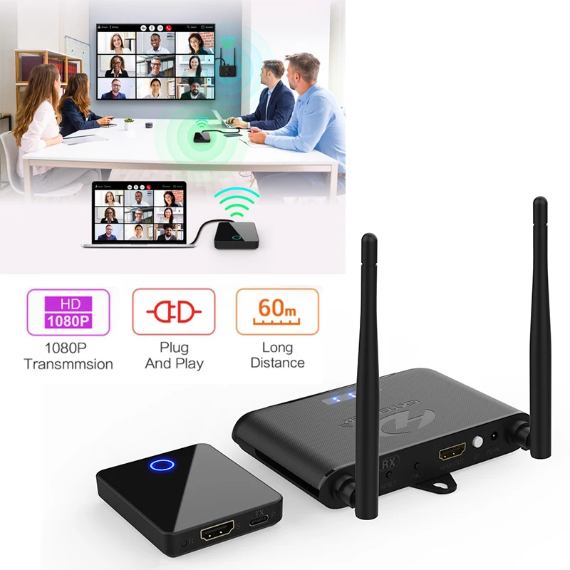 

1080p Wireless HDMI Transmitter Receiver 60M Video Sender Hdmi Extender for DVD Camera Notebook PC To TV Projector Meeting Share