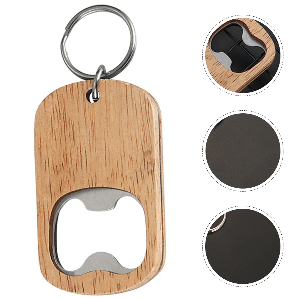 

4 Pcs Easy Beer Bottle Opener Wooden Handle Bar Kitchen Accessories Party Favors Gift Key Chain Lid Keychain Man Soda