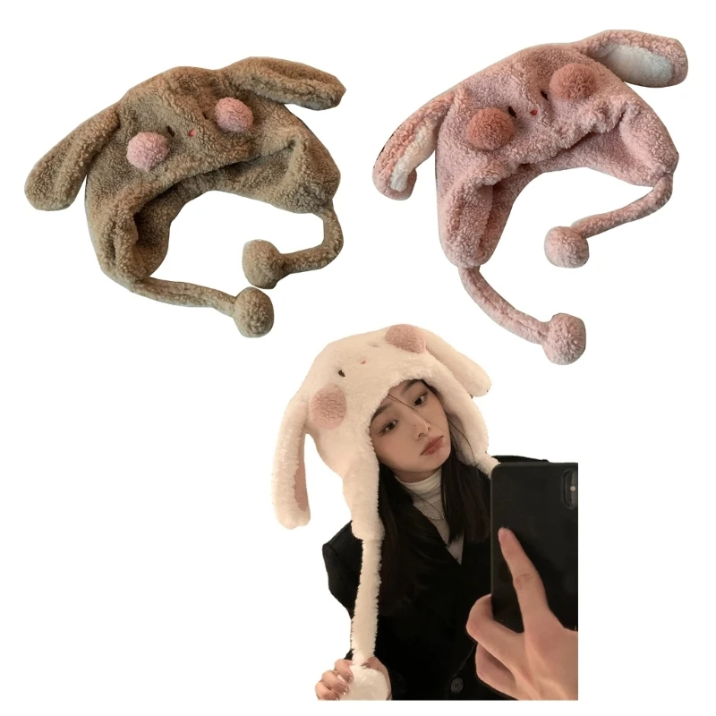 Кроличья шляпа с длинными ушами, милый большой кролик с румянцем, головной убор, реквизит для фотосессии 
Кроличья шляпа с длинными ушами, милый большой кролик с румянцем, головной убор, реквизит для фотосессии