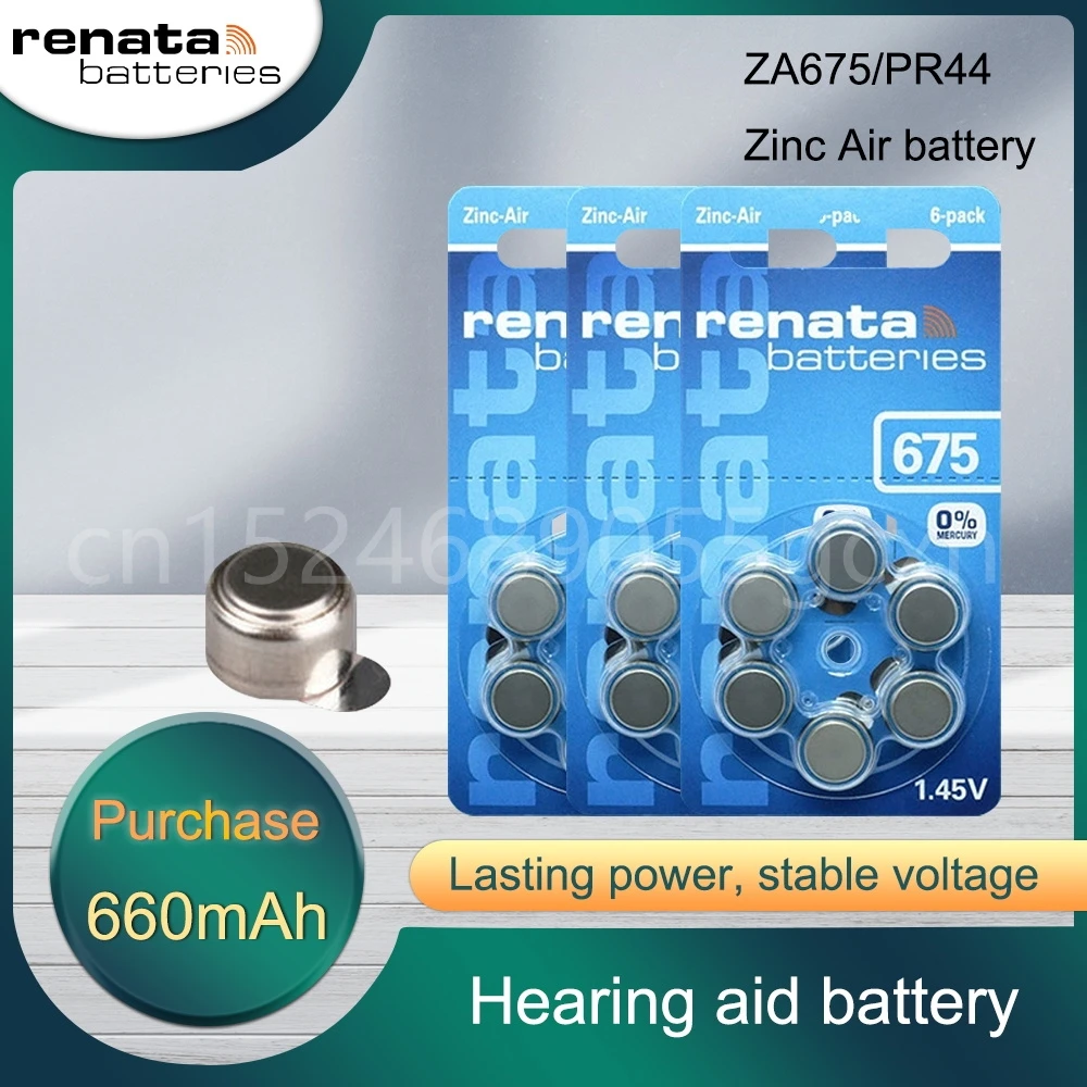 Renata Zinc Air Hearing Aids Batteries 675A 675 A675 PR44 Battery For Sound Amplifier Accessories
Renata Zinc Air Hearing Aids Batteries 675A 675 A675 PR44 Battery For Sound Amplifier Accessories