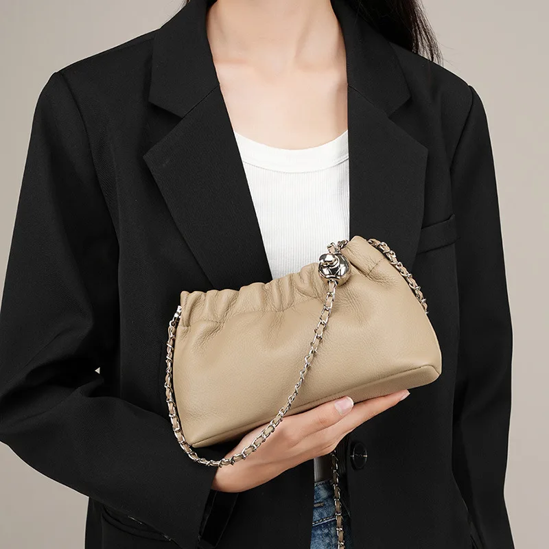 

2024 Fashion Chain Underarm Bag Cloud Fold Bag Cowhide Single Shoulder Crossbody Bags women Designer Designer handbags handbags